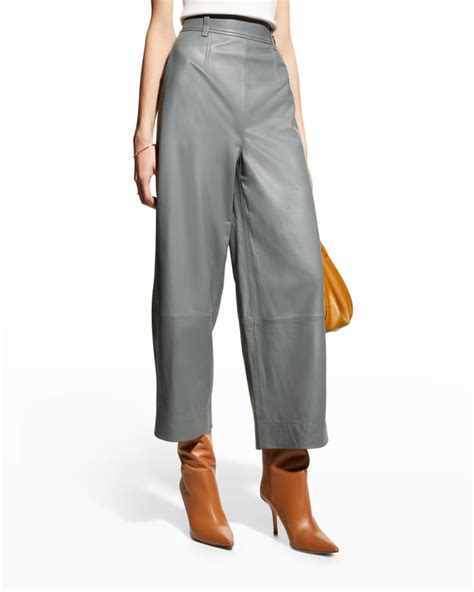 Vince Leather Cropped Wide Leg Pants Neiman Marcus