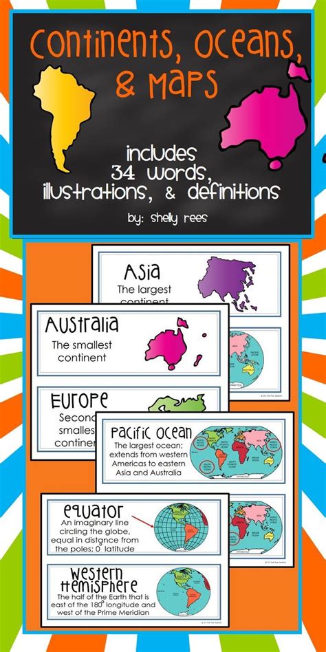 Continents Oceans And Maps Word Wall Cards Word Wall Cards