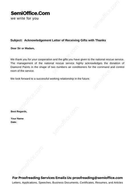 Acknowledgement Letter Of Receiving Ts With Thanks Semiofficecom