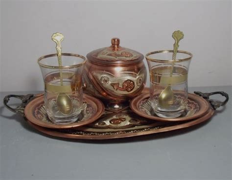 Vintage Turkish Tea Set Copper Tea Set Copper And