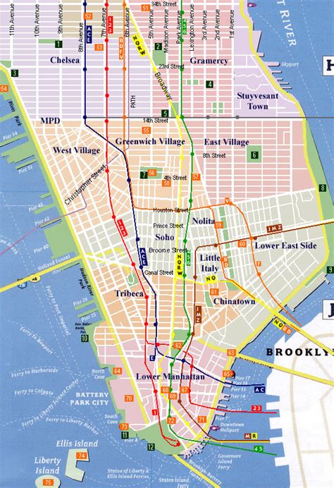 New York Downtown Map Tourist Map Of English