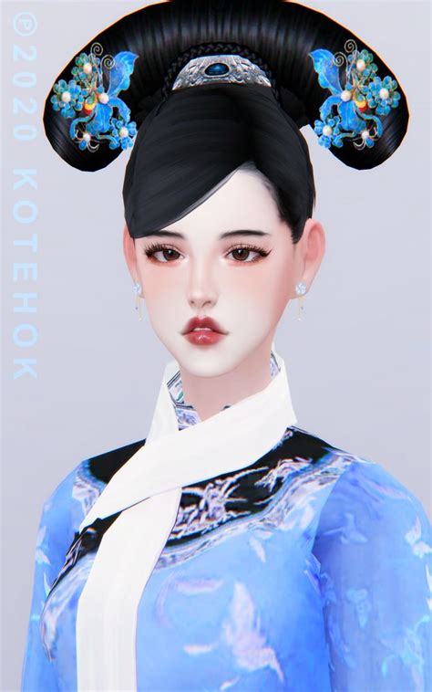 Sims 5 Sims 4 Cas Ancient Chinese Hairstyles Chinese Headdress