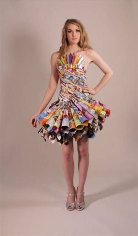 Rolled Up Magazine Dress Recycled Dress Fashion Upcycled Fashion