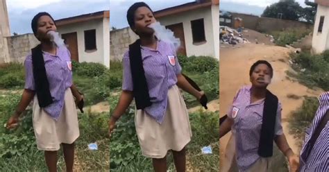 Free Shs Female Student Seen Smoking ‘ntampi On Campus Video