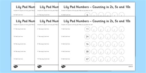 Lily Pad Counting In 2s 5s And 10s Worksheet Worksheet Pack Worksheet