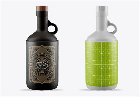 Premium Psd Colored Liquor Bottle Packaging Mockup