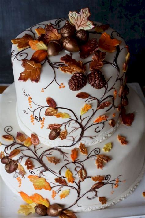 35 beautiful wedding fall cake decorations for your wedding party ideas fall cakes decorating