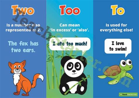 two too and to poster afterschool activities education poster homophones