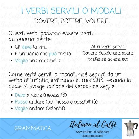Cosa Sono I Verbi Servili - 👩🏫 I verbi servili o modali⠀ ⠀ @italianoalcaffe⠀ www.italiano-al-caffe