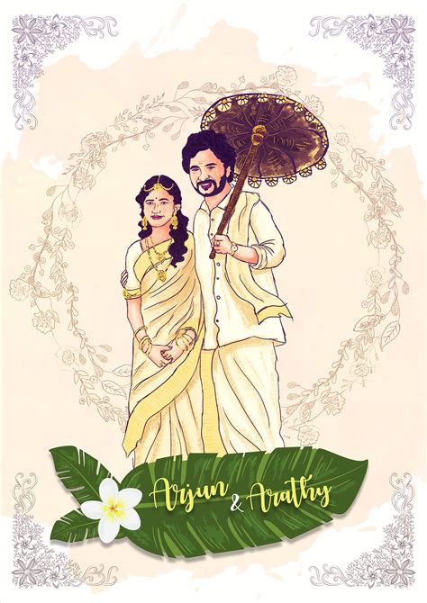 South Indian Mallu Wedding Invitation Card Cover Design On