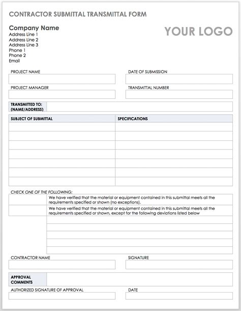 Printable Transmittal Form Printable Forms Free Online
