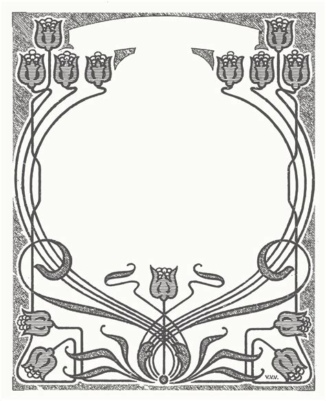 Clipart Art Nouveau Flower Frame