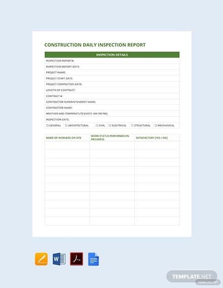 Daily Inspection Report Template PROFESSIONAL TEMPLATES