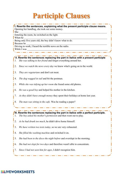 Причастие 1 и 2 в английском языке упражнения. Present and past participles упражнения. Participle clauses upper intermediate. Participle 2 exercises. Participle 1 и participle 2 в английском worksheets.