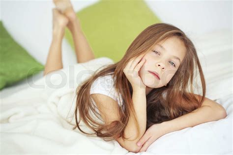 Girl In The Bed Stock Image Colourbox