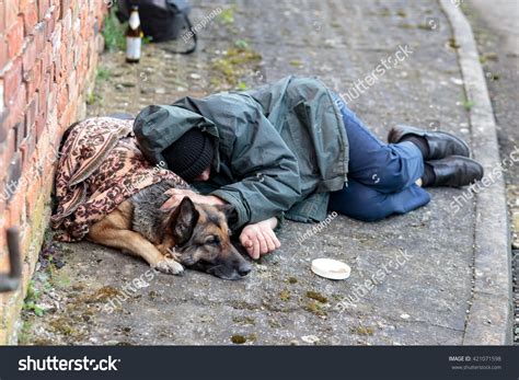Homeless Man His Dog Stock Photo Edit Now 421071598