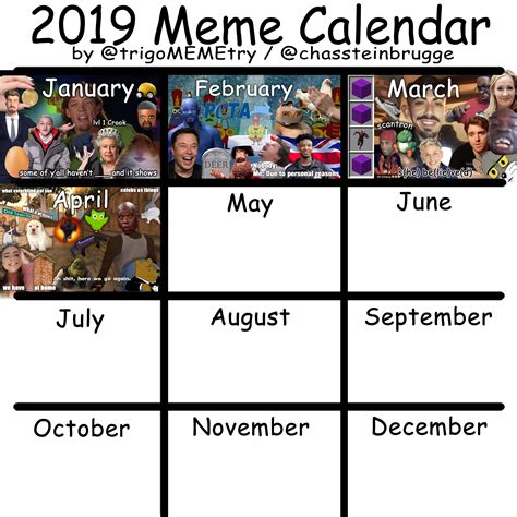 Updated 2019 Meme Calendar Rpewdiepiesubmissions