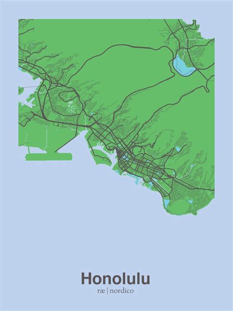 Honolulu Usa Map Print