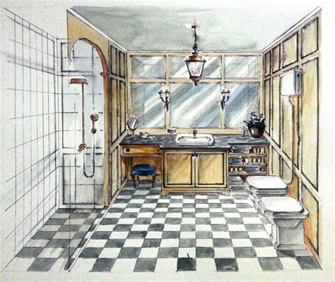 Classy English Retro Bathroom Portfolio Interior Design
