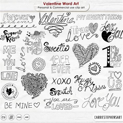 Valentine Word Art Valentine Doodles Love Quotes And Sayings Etsy