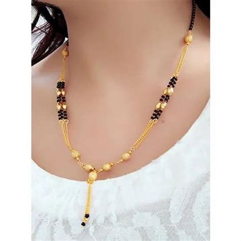 Beaded Necklace Golden And Black Daily Wear Artificial Mangalsutra