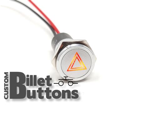 Mm Hazard Led Symbol Pilot Light V Chrome Custom Billet Buttons