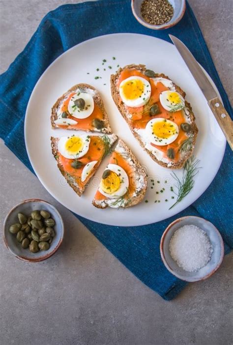 Delicious Smoked Salmon Sourdough Toast With Goat Cream Cheese And Cut