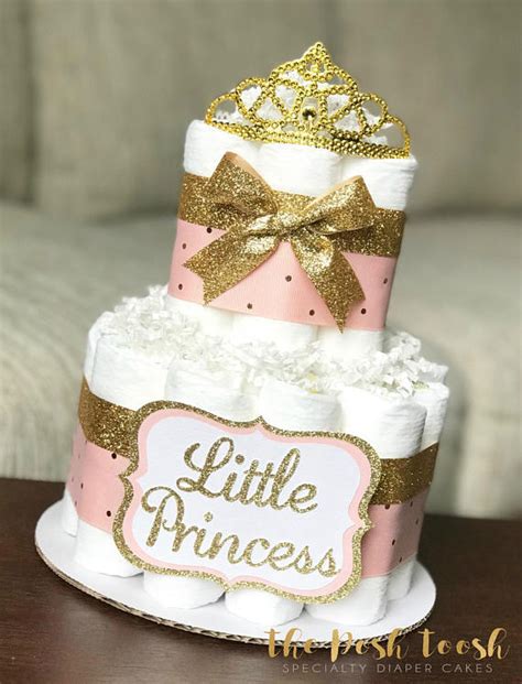 Set a nighttime mood with for a unique twist on this cute baby shower theme for girls, opt for hot pink instead of baby pink, and throw other colors like gray, turquoise, gold, or. Pink and Gold Diaper Cake Baby Shower Centerpiece Baby