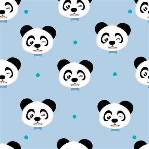 Cara De Panda Bonito Sem Costura De Fundo Vetor Premium