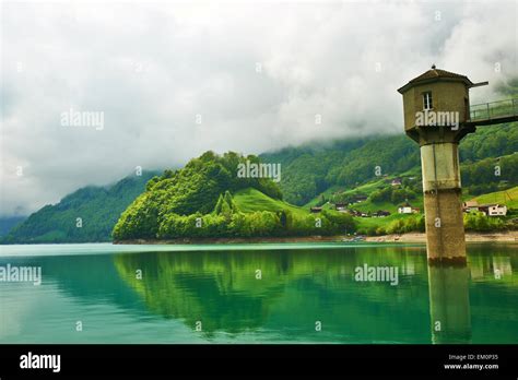 Beautiful Emerald Mountain Lake In Switzerland Stock Photo Alamy