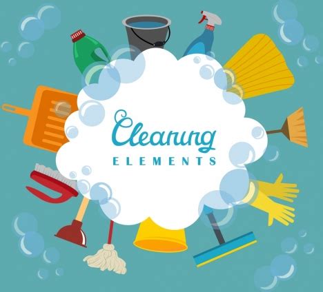 The uclean team arrived at the scheduled time to carry out a detailed recce of the job before executing it. Cleaning services design elements various colored tools ...