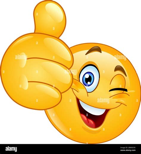 Emoticon Winking And Showing Thumb Up Stock Vector Image And Art Alamy