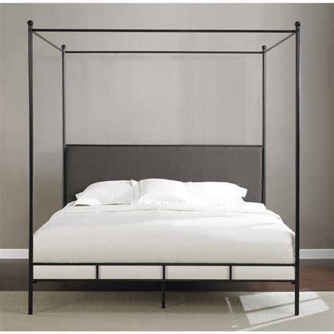 Full tutorial can be found at. Lauren Black Metal King-size Canopy Bed with Grey Fabric ...