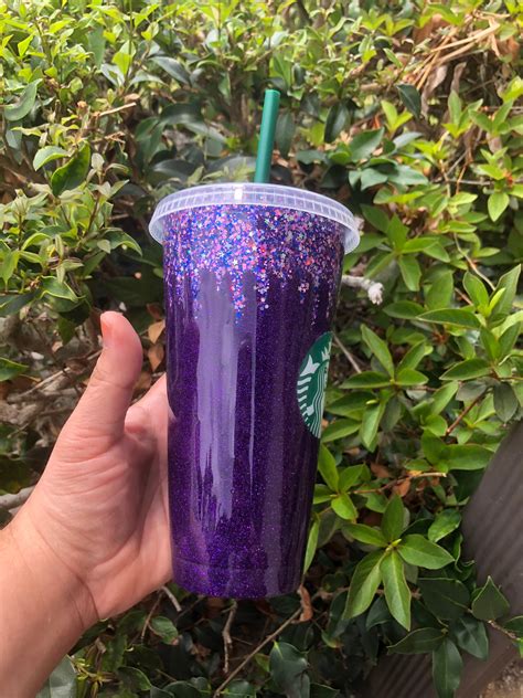 Glitter Starbucks Cup Purple Drip Reusable Cup Venti Cup Etsy