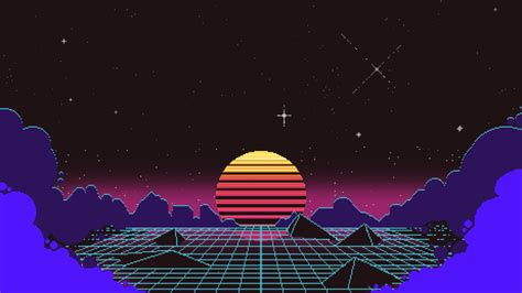 1920x1080 Resolution Outrun Pixel Sunset 1080p Laptop Full Hd Wallpaper