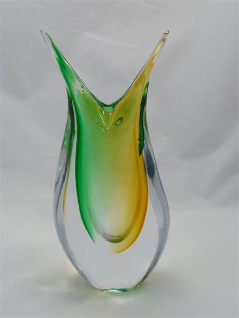 Murano Glass Vase Green Amber Murano Glass Murano Glass Ts Co