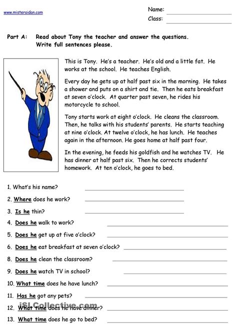 English Reading Worksheet