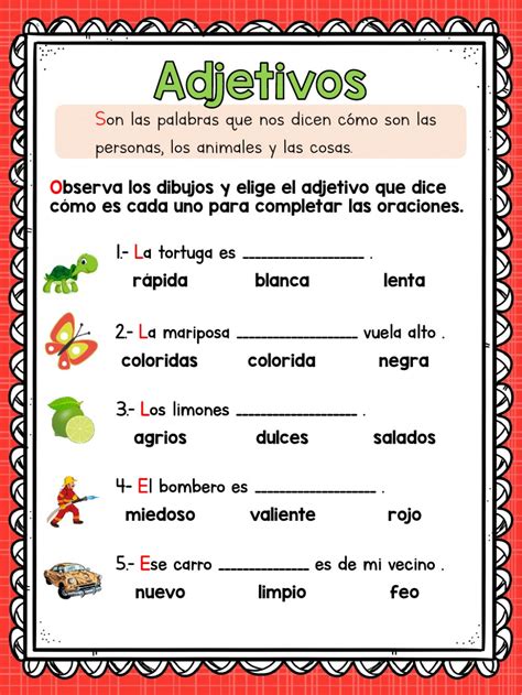 Ficha Online De Adjetivos Para Español