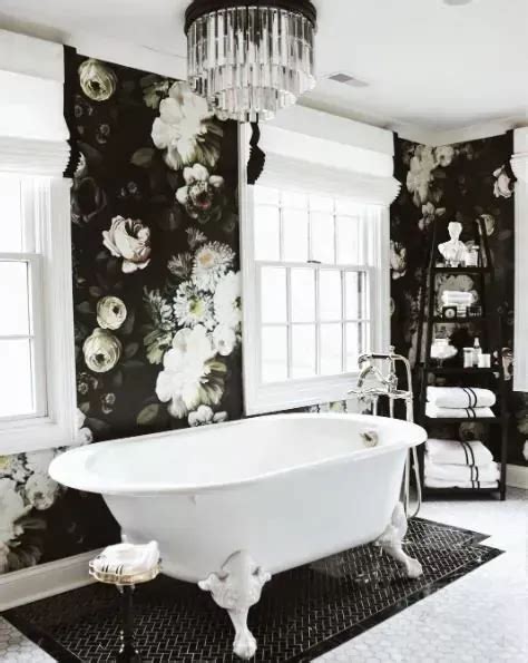Dark Floral Wallpaper Black Floral Wallpaper Floral Bathroom Trendy