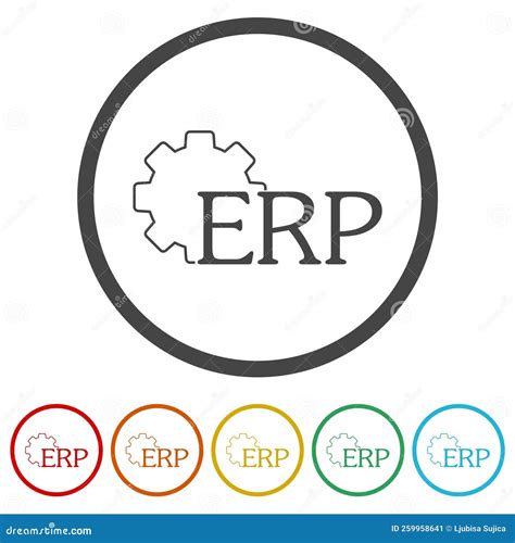 Erp Icon Set Icons In Color Circle Buttons Stock Illustration