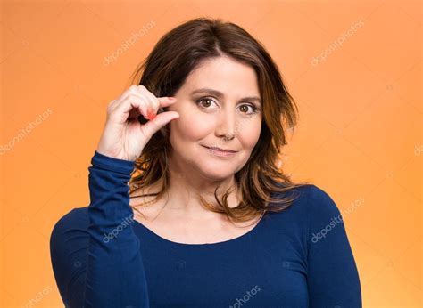 Woman Showing Small Amount Gesture With Hands — Stock Photo