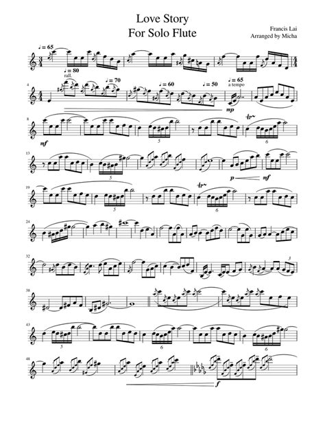 Love Story For Solo Flute Sheet Music For Flute Solo