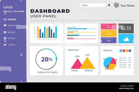 Dashboard Ui Design With Menu And Infographic Stock Vector Image And Art