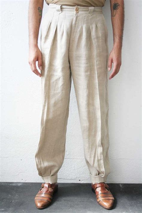 Tan Linen Trouser Linen Trousers Trousers Vintage Men