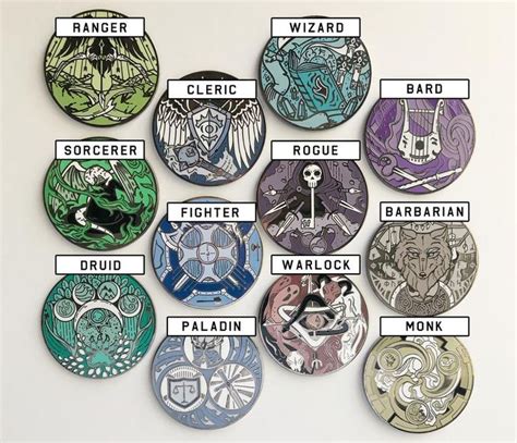 Rpg Class Emblems Hard Enamel Pins Etsy Dungeons And Dragons