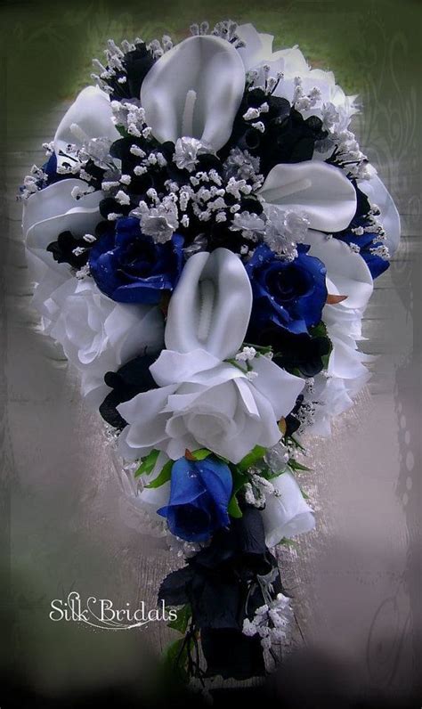So Pretty Royal Blue Black And White Bridal Bouquet