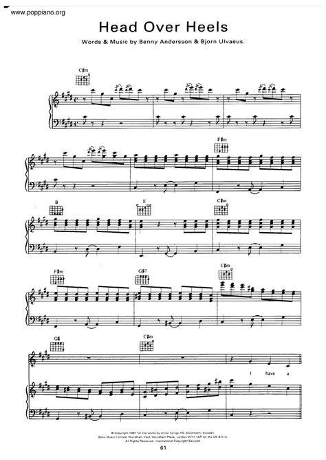 ABBA-Head Over Heels Sheet Music pdf, - Free Score Download ★