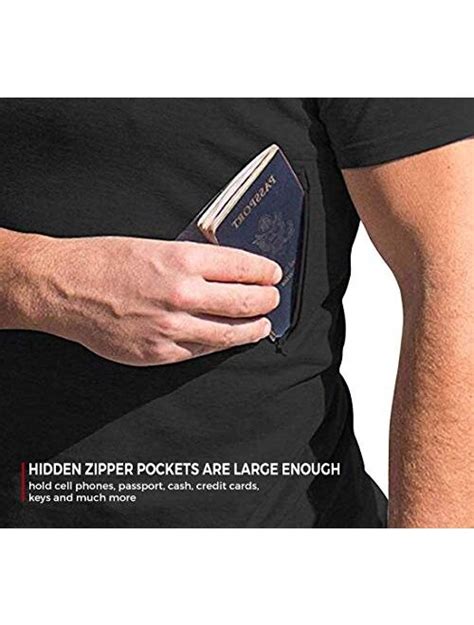 Buy Clever Travel Companion Pickpocket Proof Crew Necked Mens T Shirt With 2 Hidden Zipper