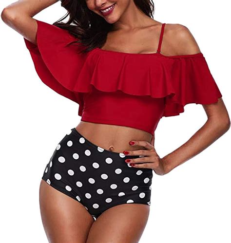 Forthery Swimsuits For Women Two Piece High Waisted Bathing Suits Ruffled Flounce High Waisted