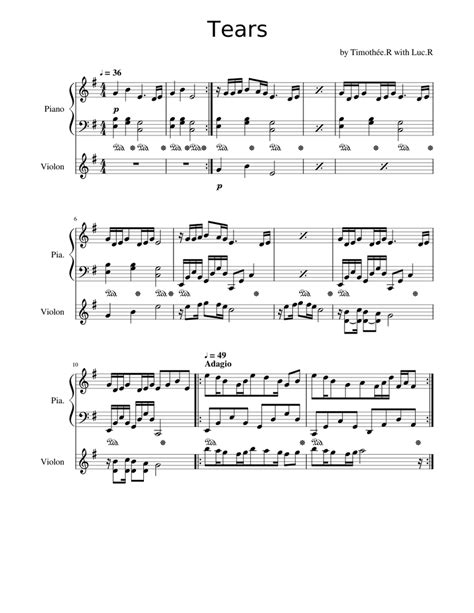 Tears Sheet Music For Piano Violin Solo